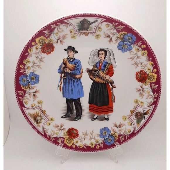 Limoges Other - Rare VTG Limoges Decor Depose P Lenoir Plate Folk Couple Musicians 9.5"